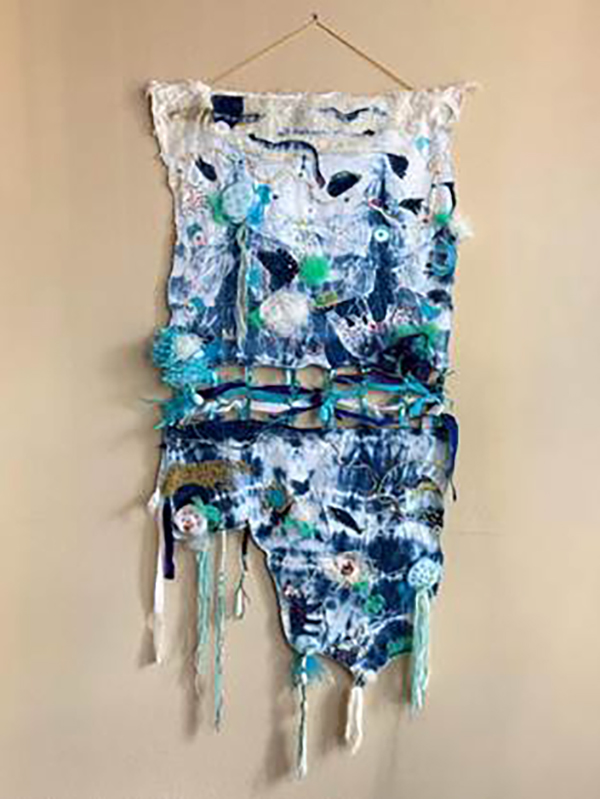 Eumelia Castro Aqua, 2024 60" x 27" Art Textile